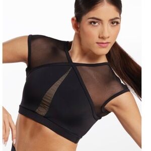 Brand new Balera Illusion Mesh Crop Top in black. Adult Small. Never worn.